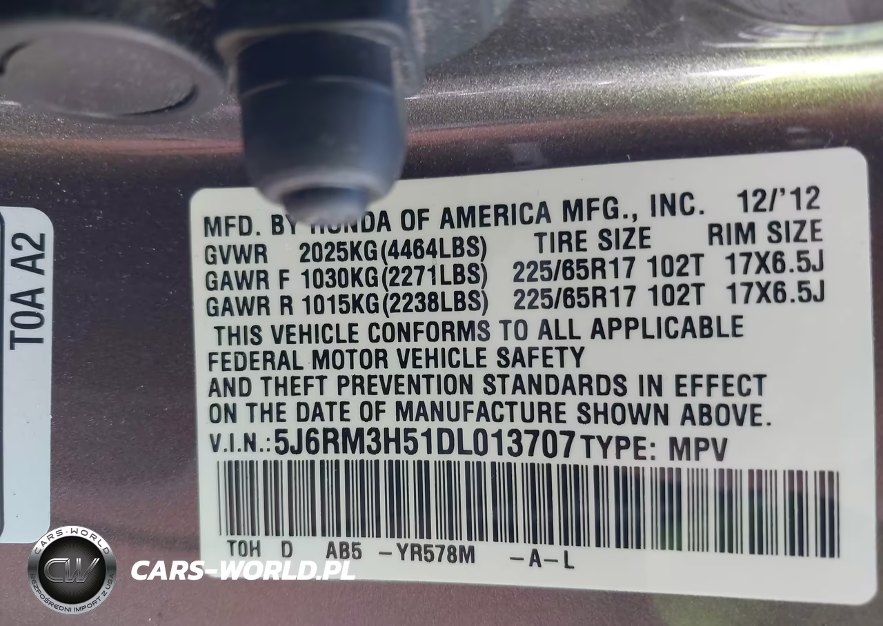 2013 Honda Cr-V Ex VIN:5J6RM3H51DL013707 - 9