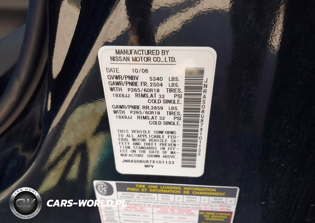 2007 Infiniti Fx35 VIN:JNRAS08U87X101133 - 9