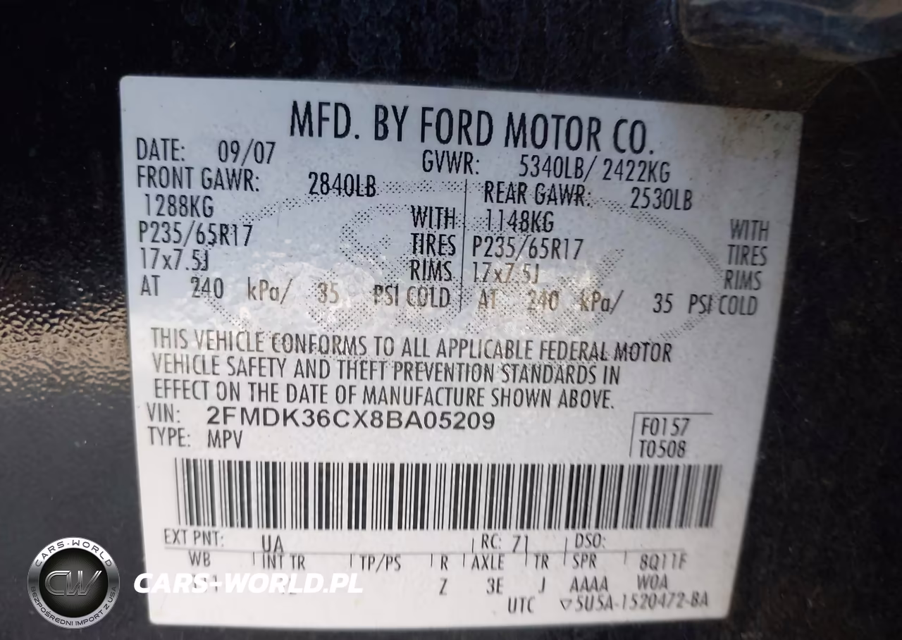 2008 Ford Edge Se VIN:2FMDK36CX8BA05209 - 9