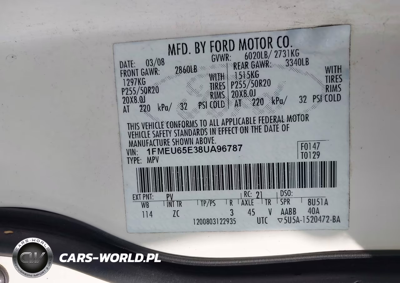2008 Ford Explorer Limited VIN:1FMEU65E38UA96787 - 9