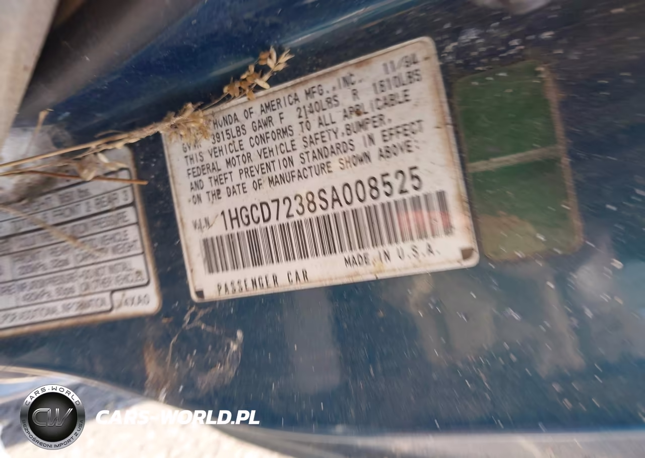 1995 Honda Accord Lx VIN:1HGCD7238SA008525 - 9