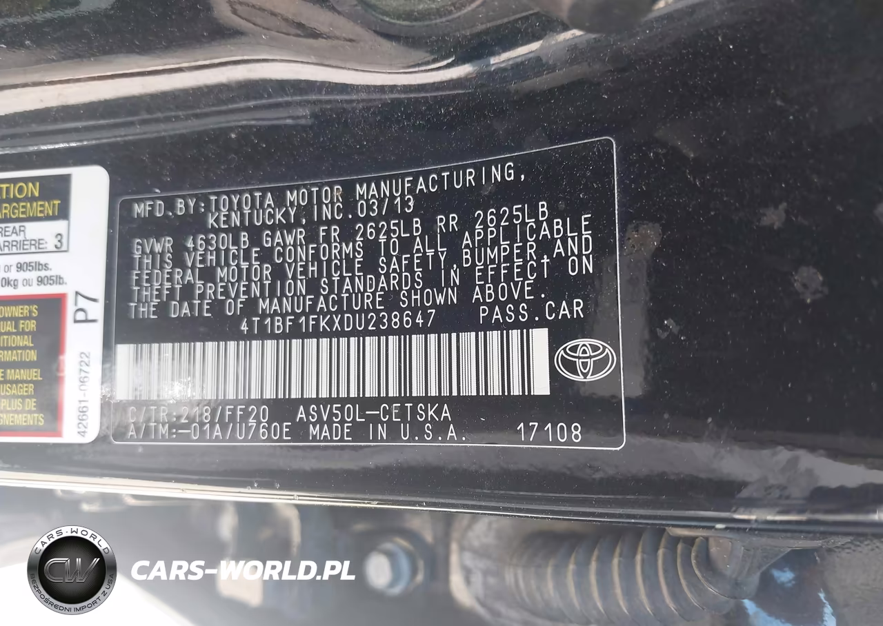2013 Toyota Camry Se VIN:4T1BF1FKXDU238647 - 9