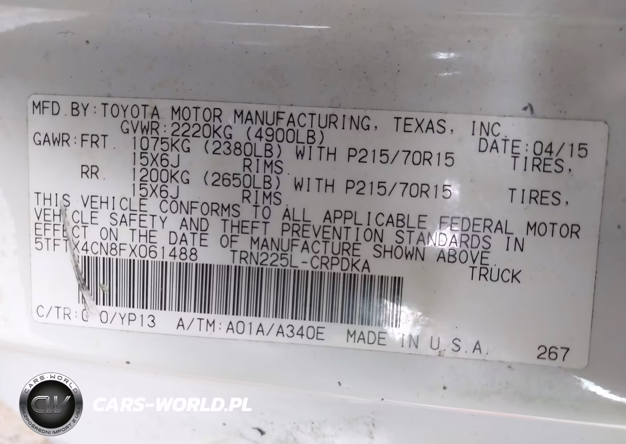 2015 Toyota Tacoma VIN:5TFTX4CN8FX061488 - 9