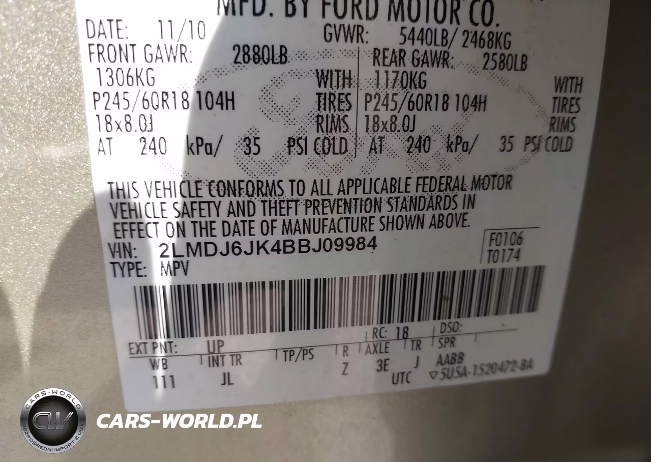2011 Lincoln Mkx VIN:2LMDJ6JK4BBJ09984 - 9