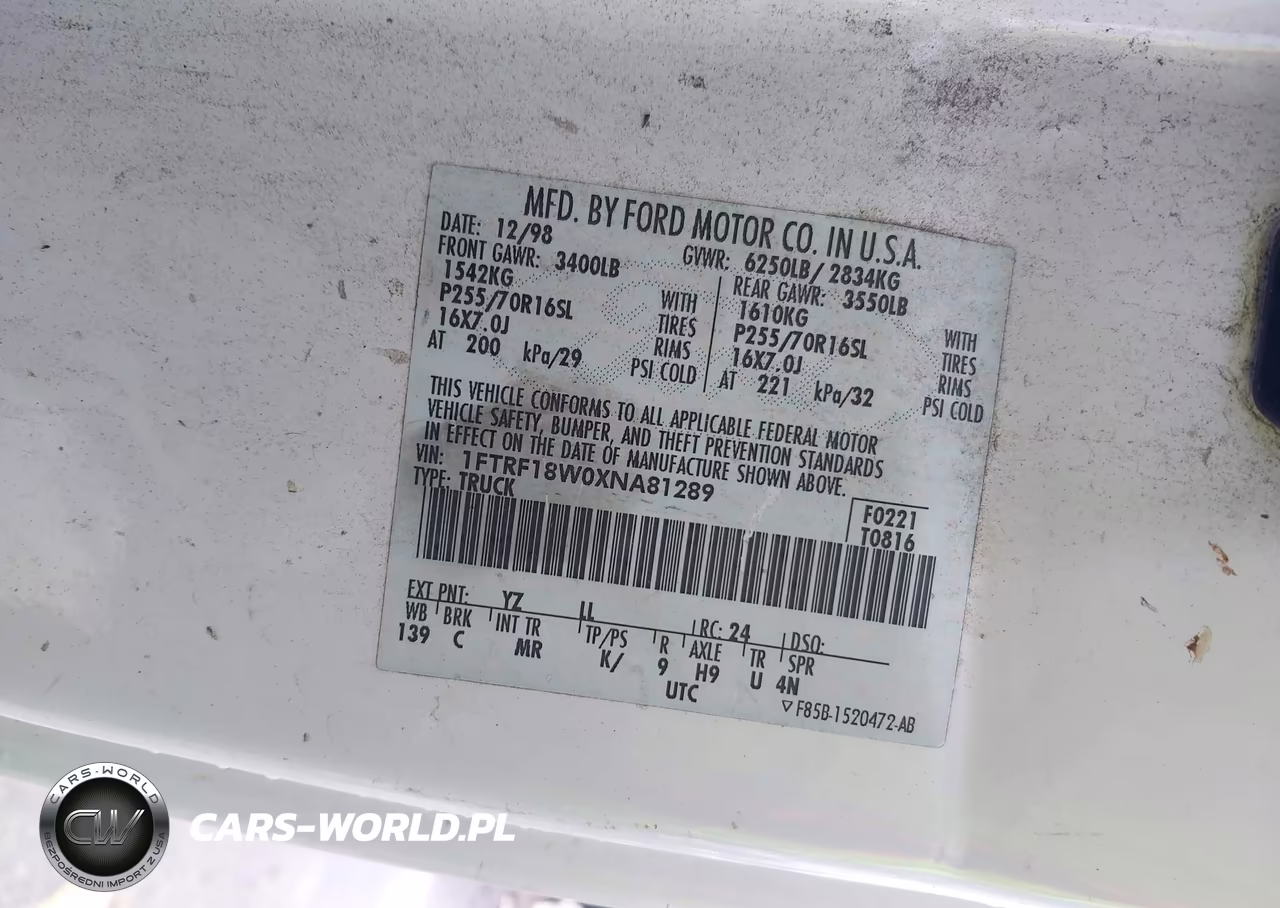 1999 Ford F-150 Lariat-Work Series-Xl-Xlt VIN:1FTRF18W0XNA81289 - 9