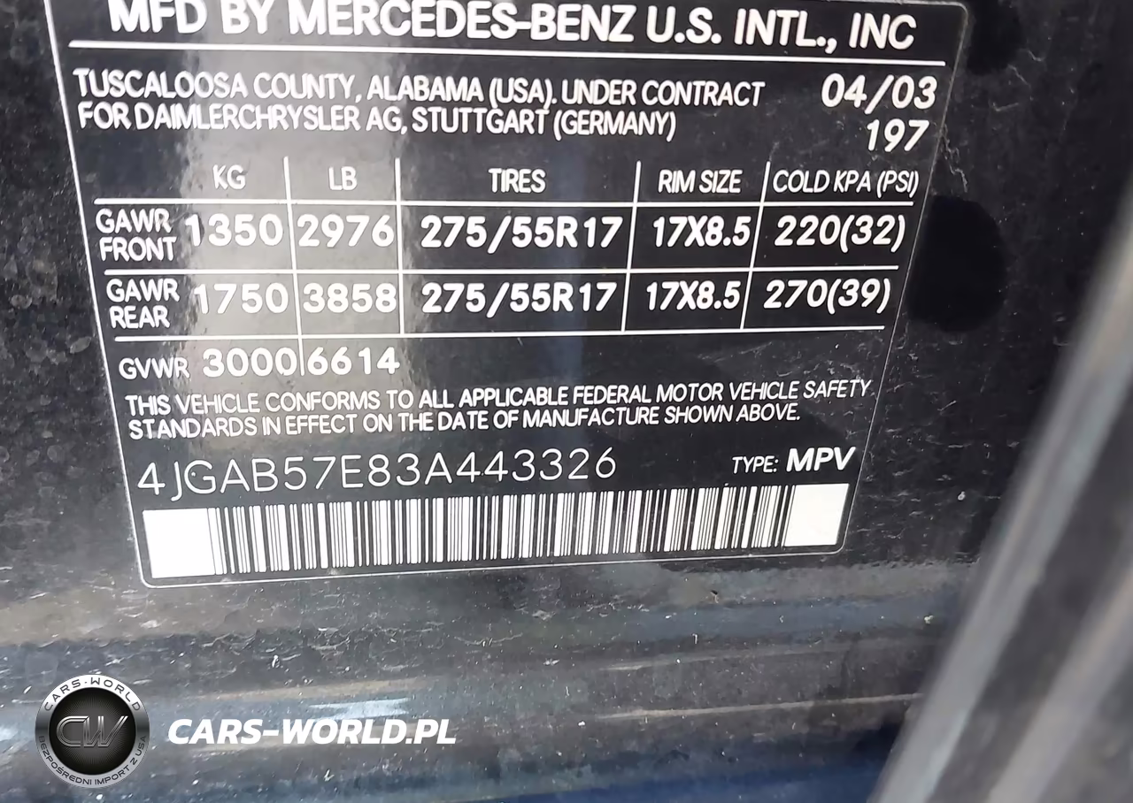 2003 Mercedes-Benz Ml 350 VIN:4JGAB57E83A443326 - 9