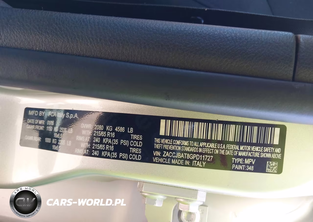 2016 JEEP RENEGADE SPORT VIN:ZACCJBAT8GPD11727 - 9