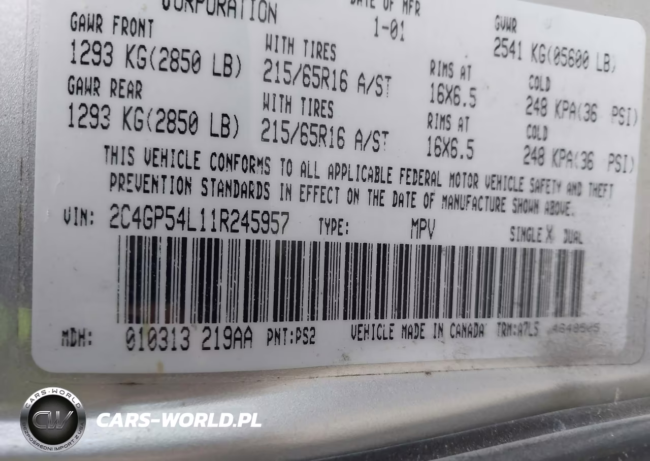 2001 Chrysler Town & Country Lxi VIN:2C4GP54L11R245957 - 9
