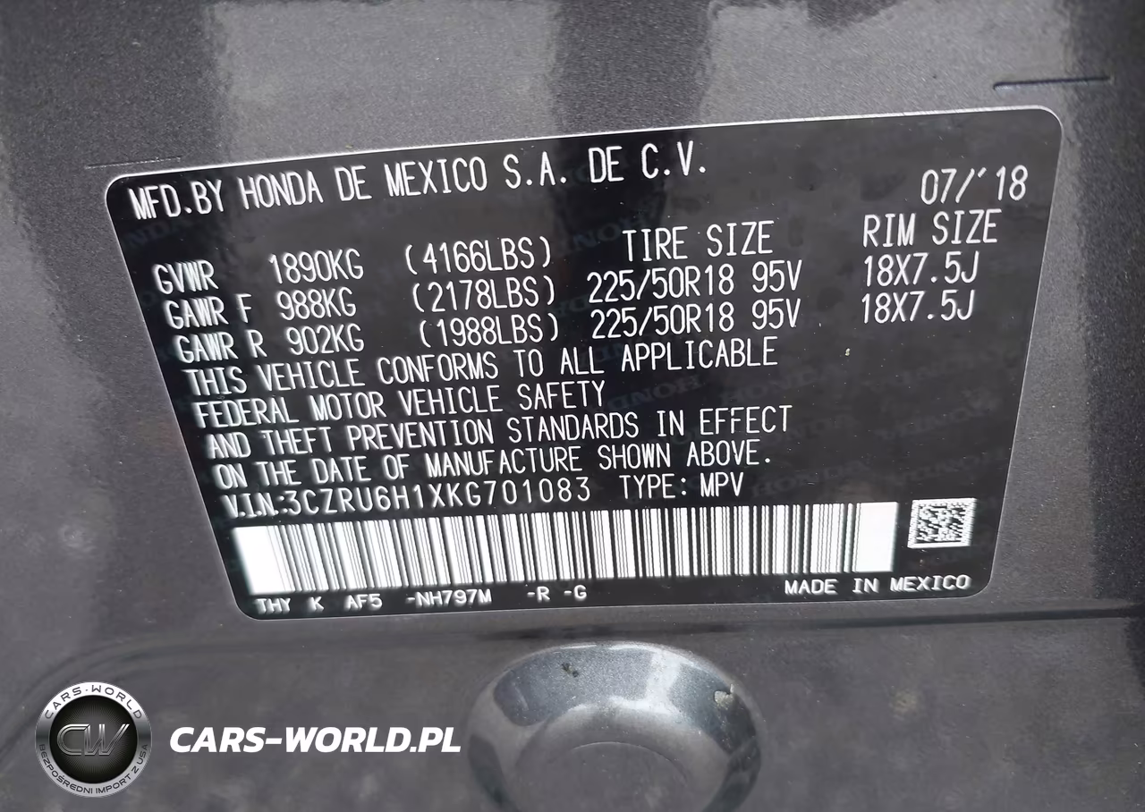 2019 Honda Hr-V Sport VIN:3CZRU6H1XKG701083 - 9