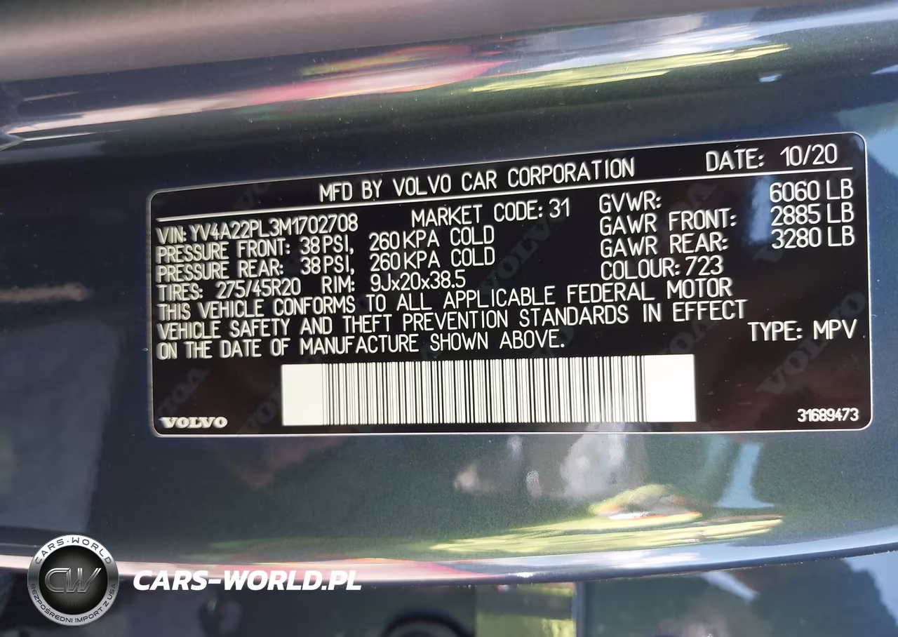 2021 Volvo Xc90 T6 Inscription 7 Passenger VIN:YV4A22PL3M1702708 - 9
