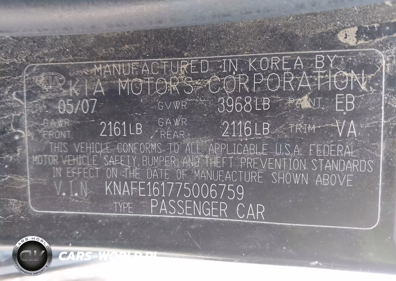 2007 Kia Spectra5 Sx VIN:KNAFE161775006759 - 9