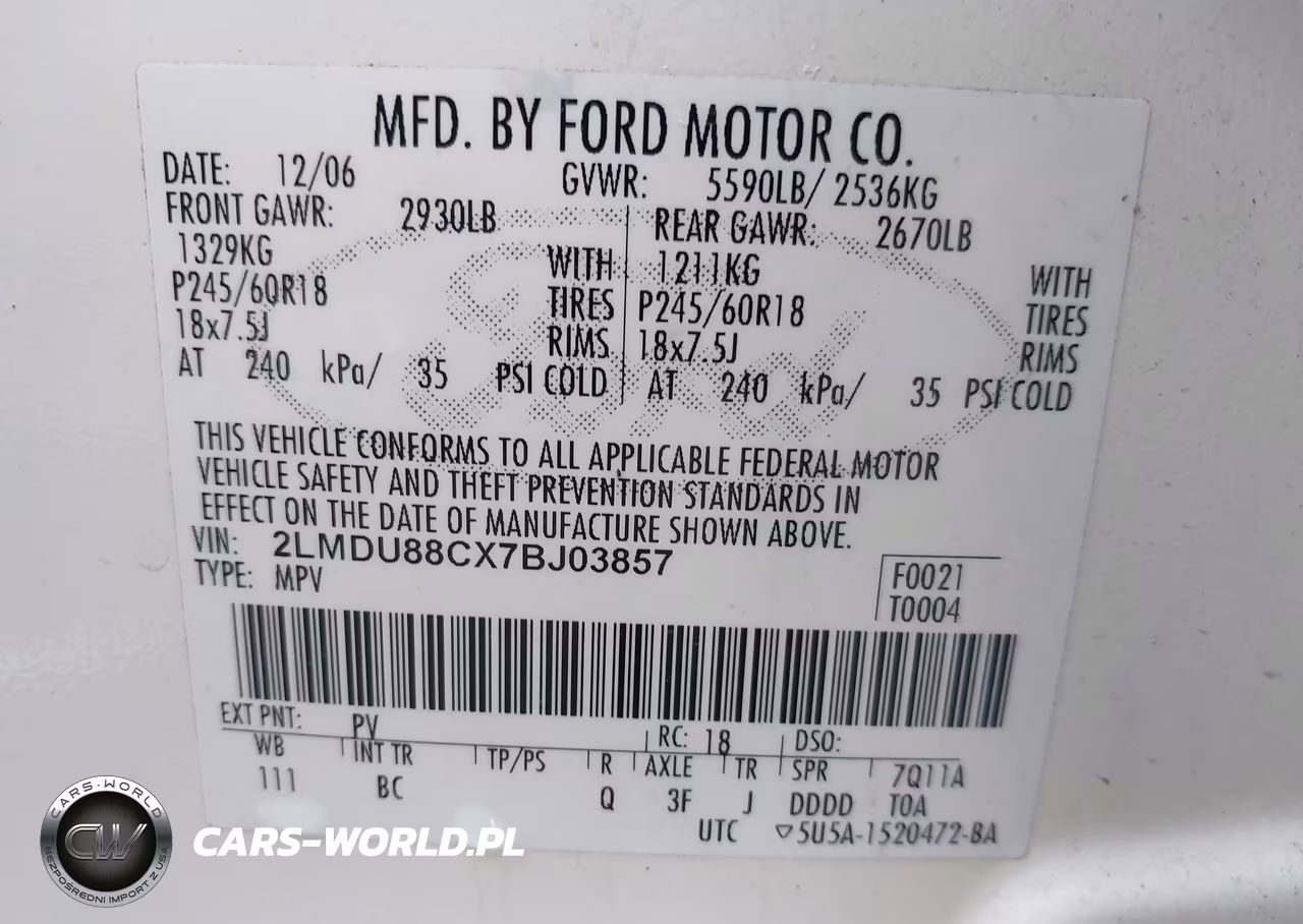 2007 Lincoln Mkx VIN:2LMDU88CX7BJ03857 - 9