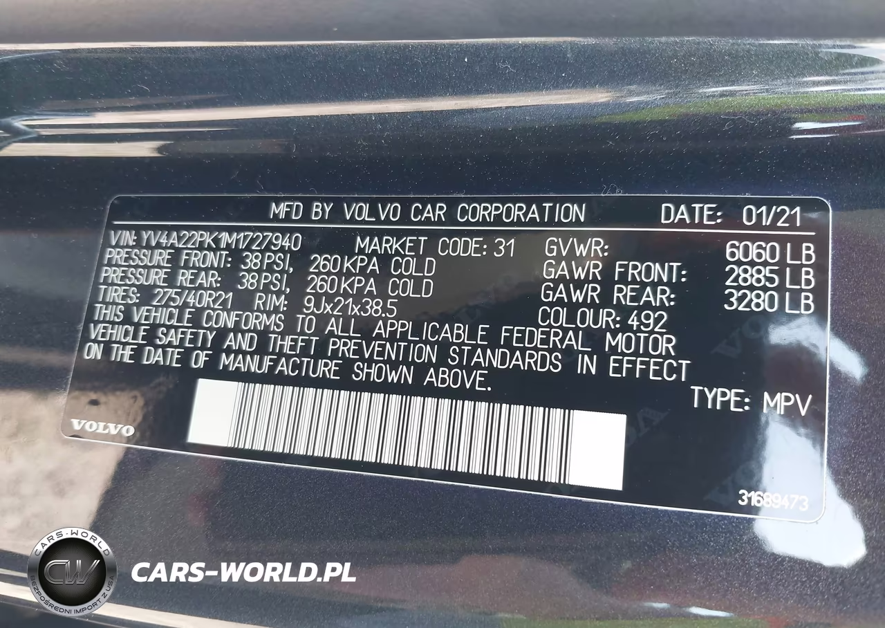 2021 Volvo Xc90 T6 Momentum 7 Passenger VIN:YV4A22PK1M1727940 - 9