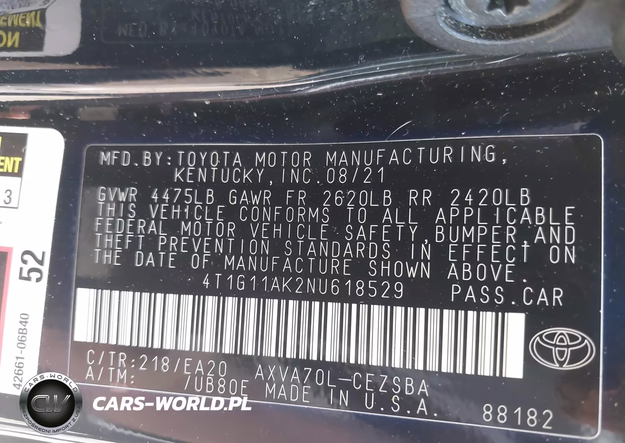 2022 Toyota Camry Se VIN:4T1G11AK2NU618529 - 9