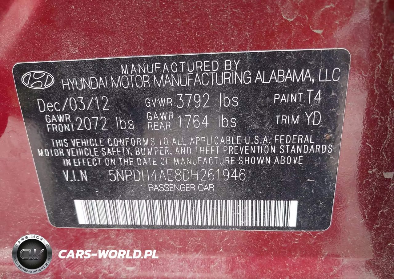 2013 Hyundai Elantra Gls VIN:5NPDH4AE8DH261946 - 9