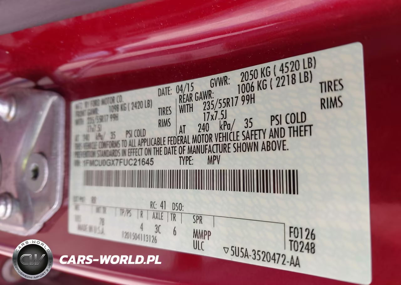 2015 Ford Escape Se VIN:1FMCU0GX7FUC21645 - 9