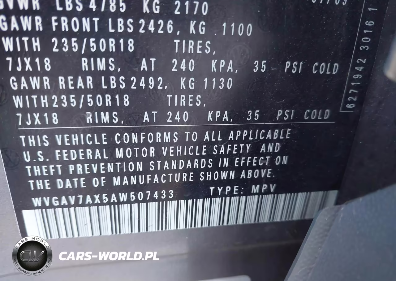 2010 Volkswagen Tiguan Se VIN:WVGAV7AX5AW507433 - 9