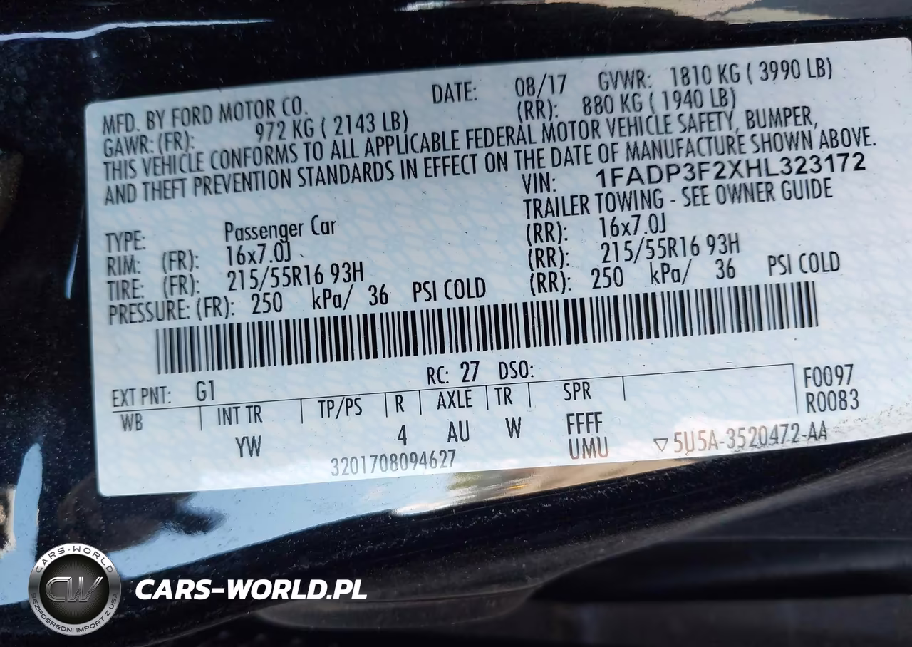 2017 Ford Focus Se VIN:1FADP3F2XHL323172 - 9