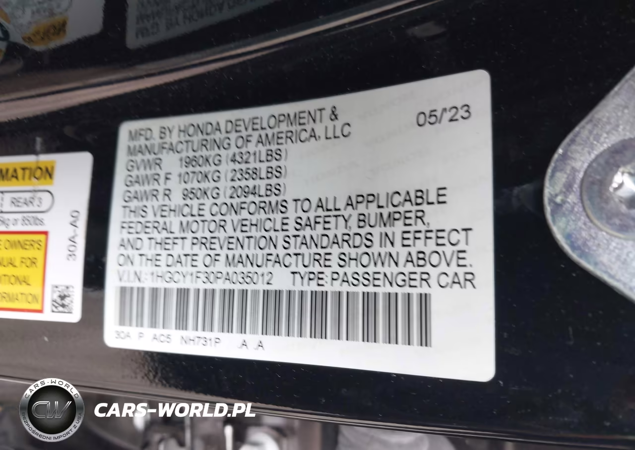 2023 Honda Accord Ex VIN:1HGCY1F30PA035012 - 9