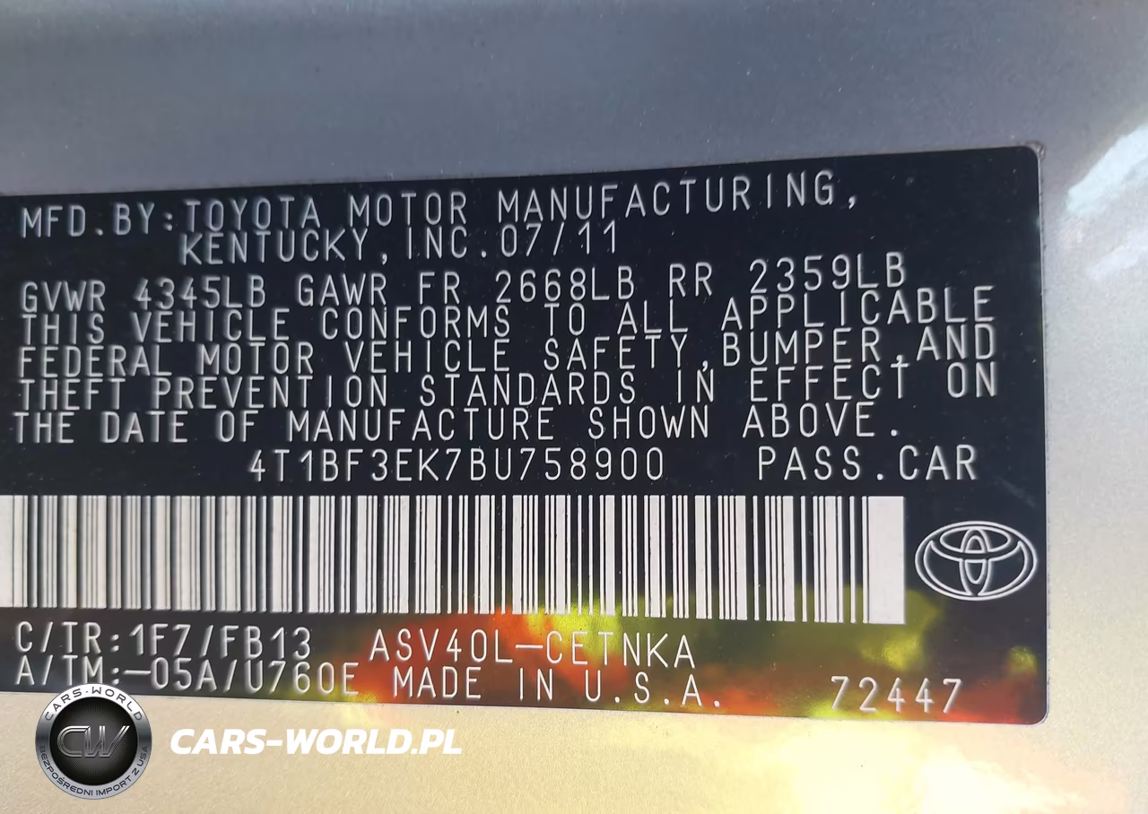 2011 Toyota Camry Le VIN:4T1BF3EK7BU758900 - 9