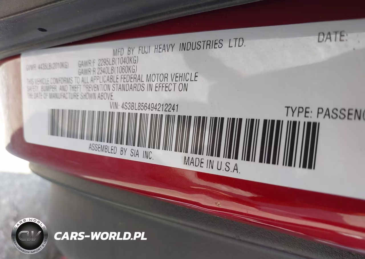 2009 Subaru Legacy 3.0R Limited VIN:4S3BL856494212241 - 9
