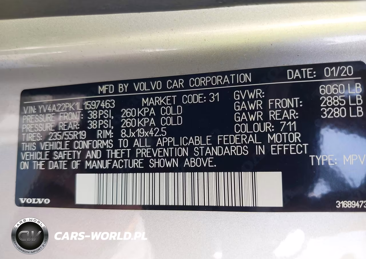 2020 Volvo Xc90 T6 Momentum 7 Passenger VIN:YV4A22PK1L1597463 - 9