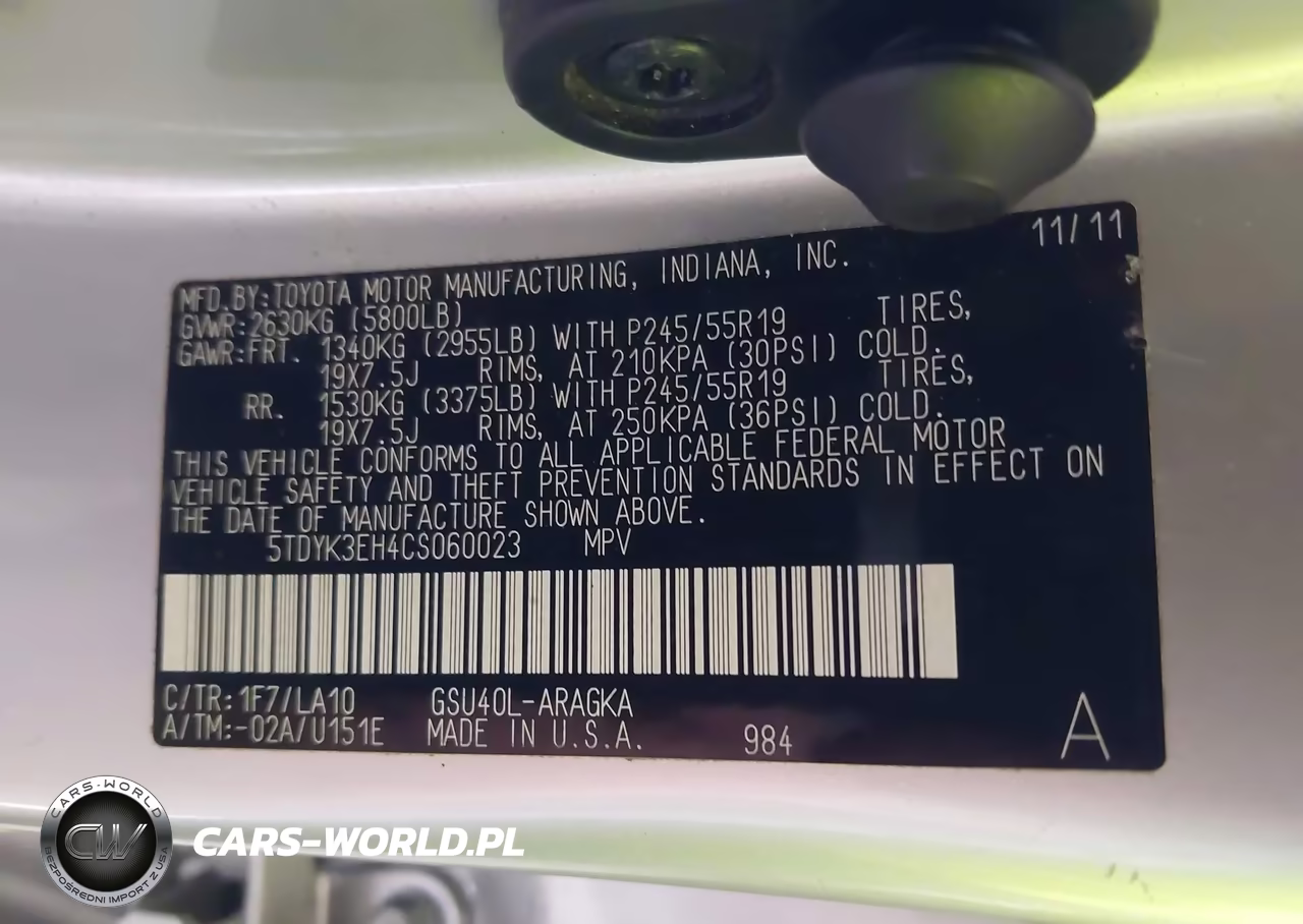 2012 Toyota Highlander Limited V6 VIN:5TDYK3EH4CS060023 - 9