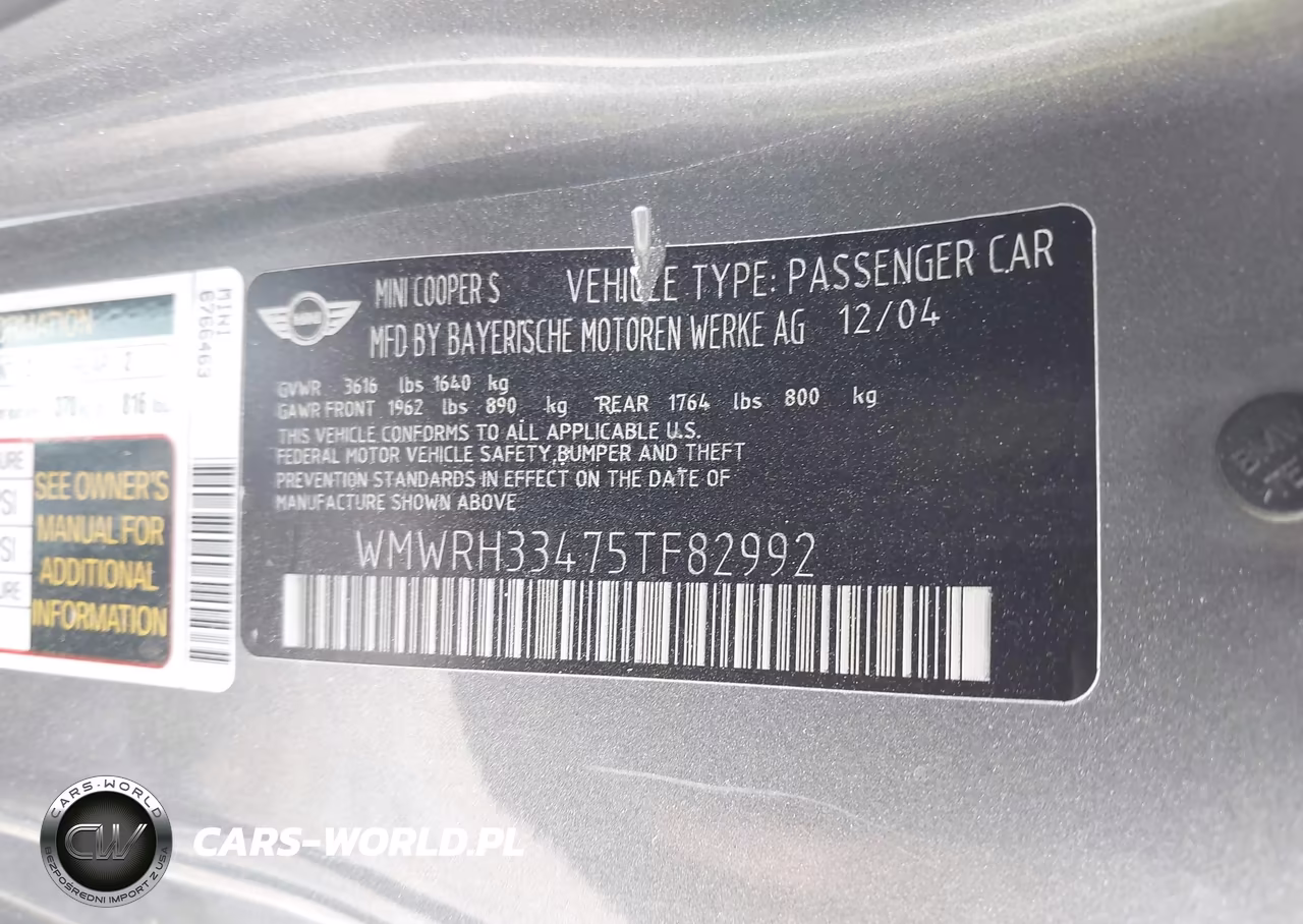2005 Mini Cooper S VIN:WMWRH33475TF82992 - 9