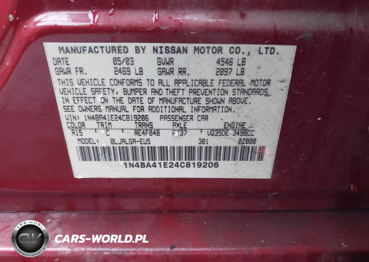 2004 Nissan Maxima 3.5 Sl VIN:1N4BA41E24C819206 - 9