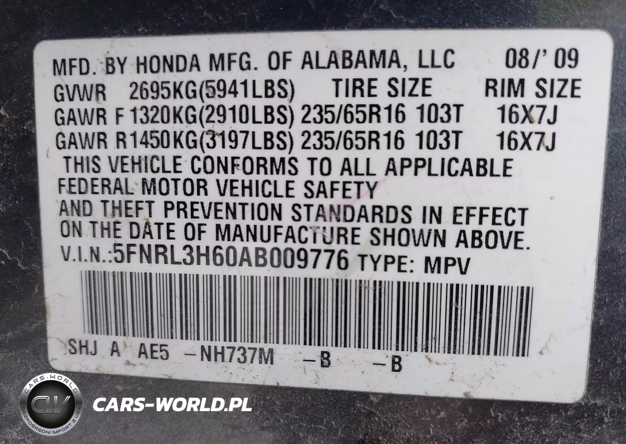 2010 Honda Odyssey Ex-L VIN:5FNRL3H60AB009776 - 9