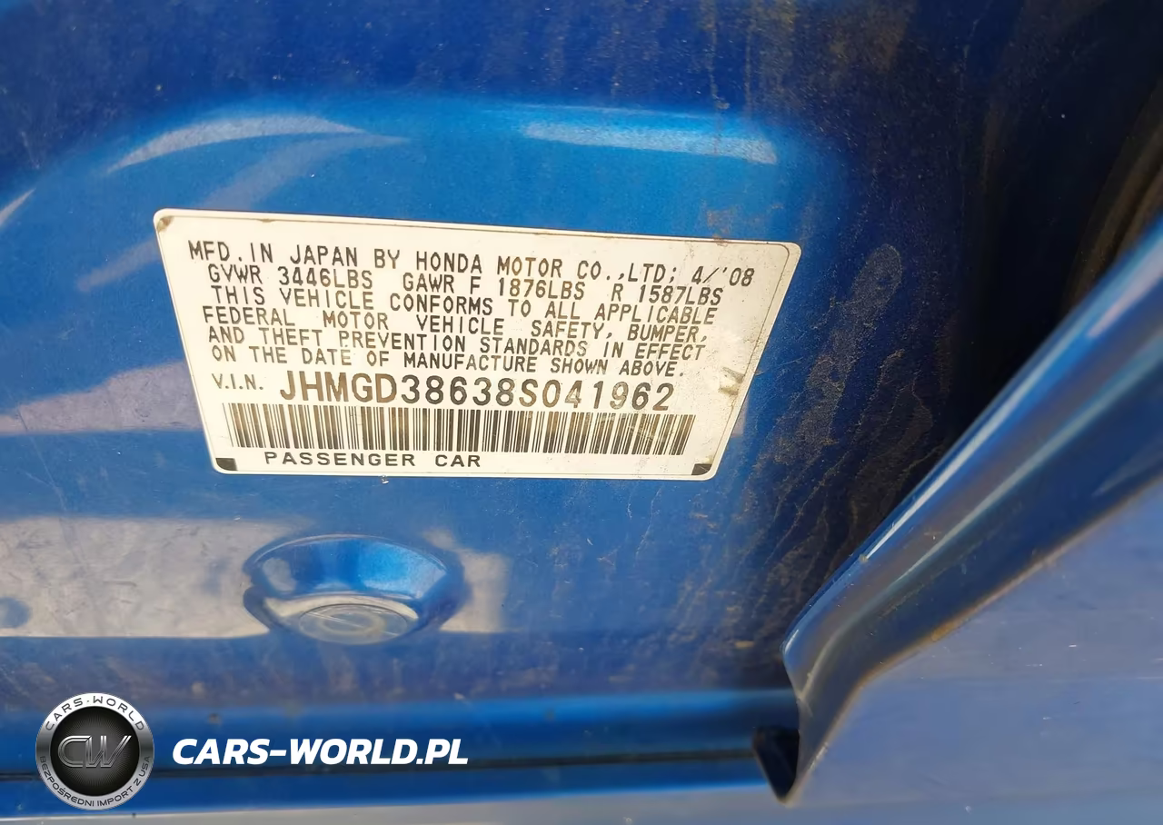 2008 Honda Fit Sport VIN:JHMGD38638S041962 - 9