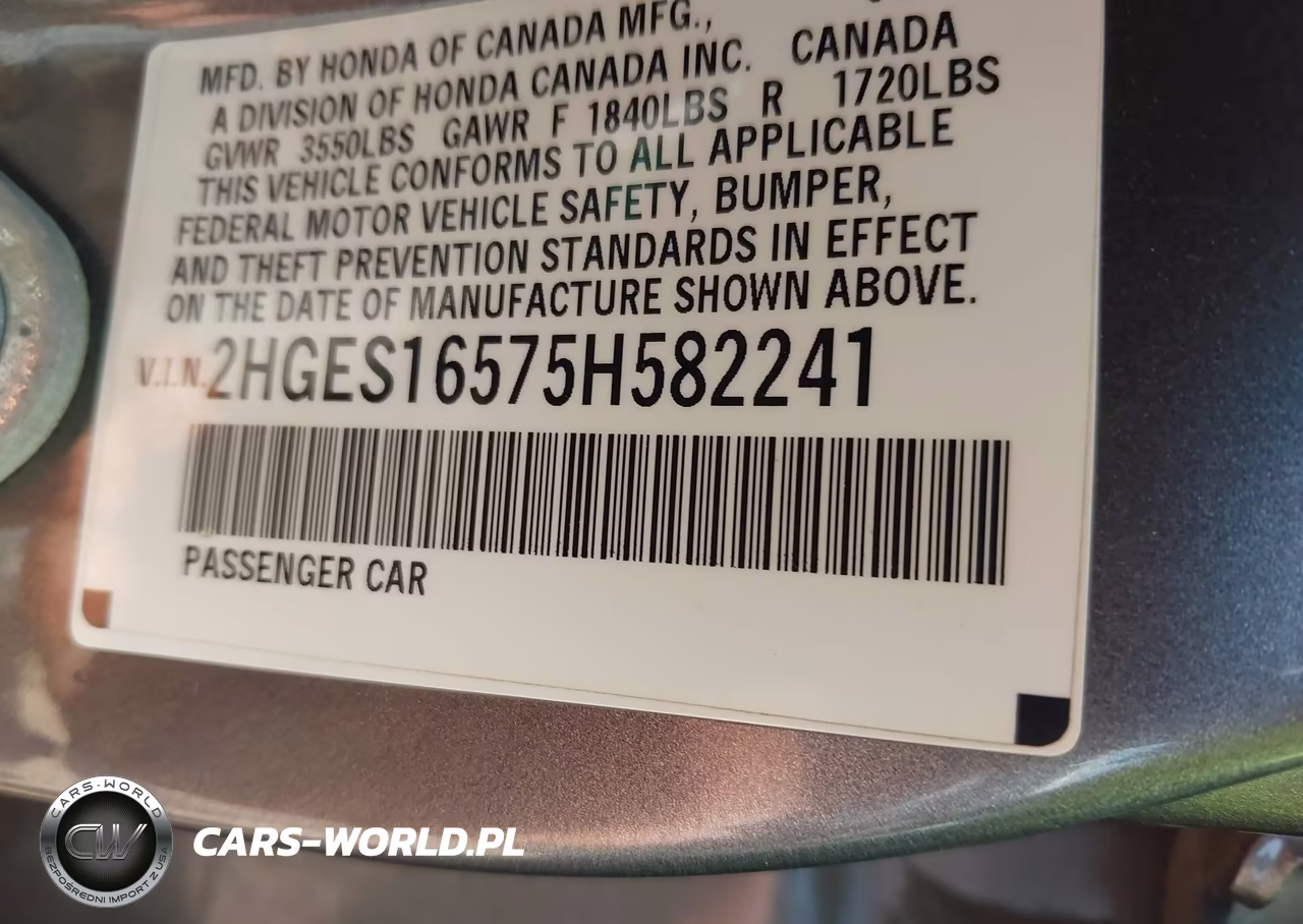 2005 Honda Civic Lx VIN:2HGES16575H582241 - 9