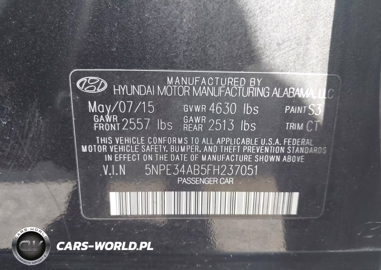 2015 Hyundai Sonata Sport 2.0T VIN:5NPE34AB5FH237051 - 9