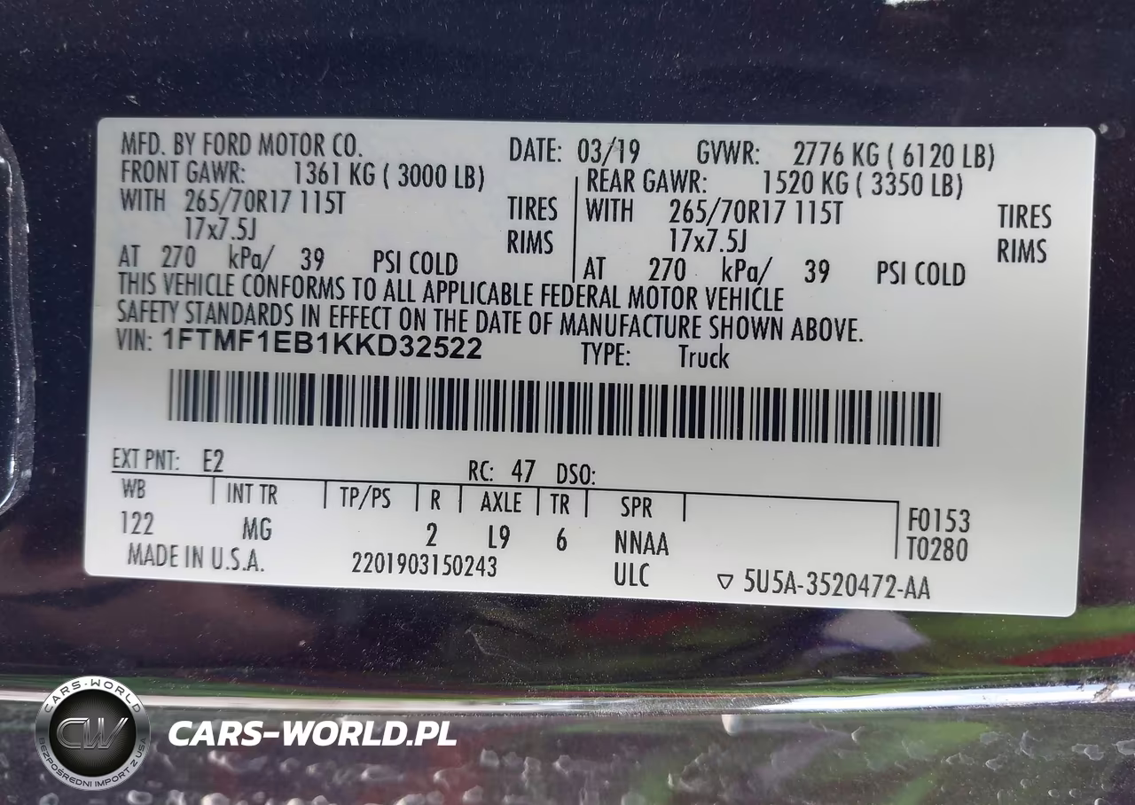 2019 Ford F-150 Xlt VIN:1FTMF1EB1KKD32522 - 9