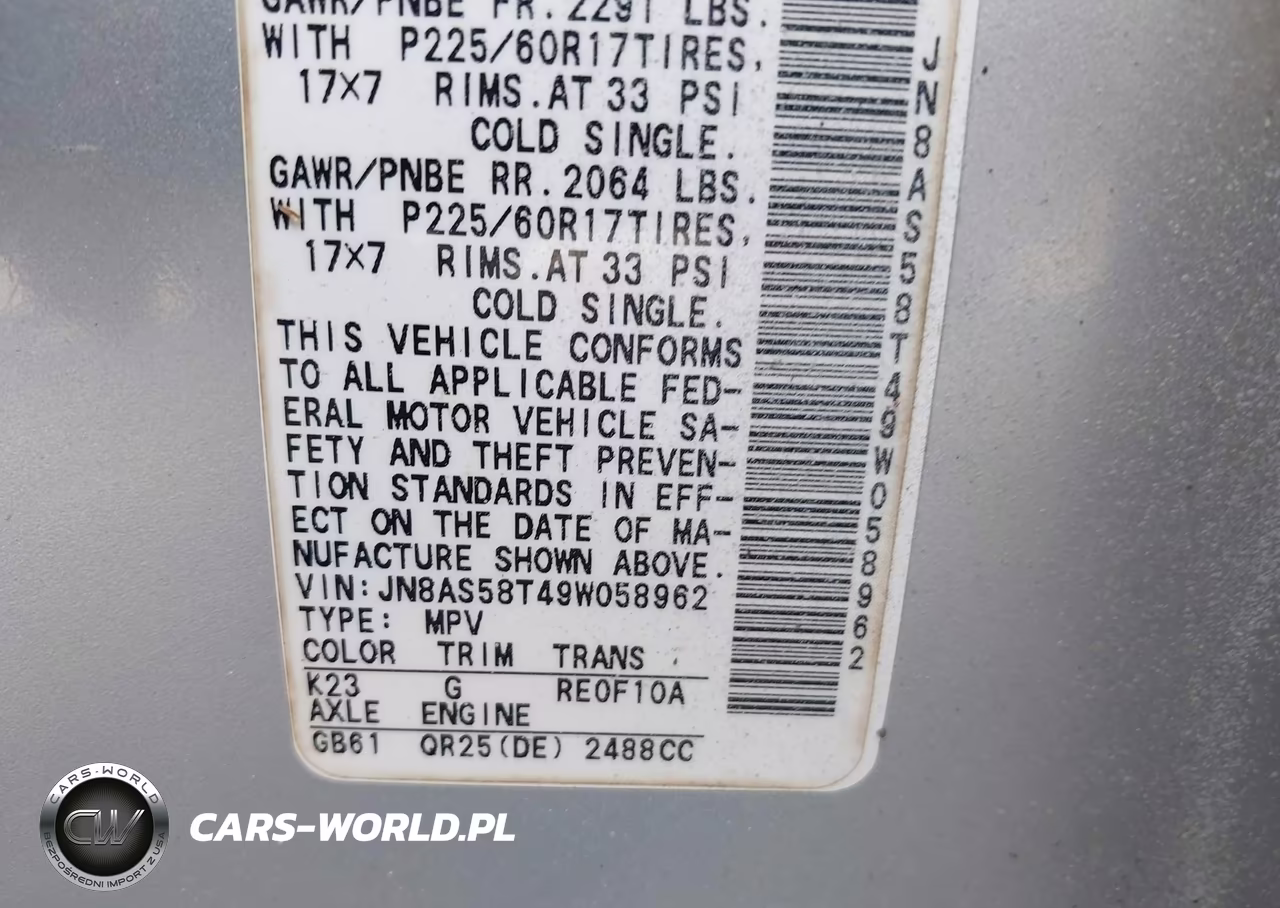 2009 Nissan Rogue Sl VIN:JN8AS58T49W058962 - 9