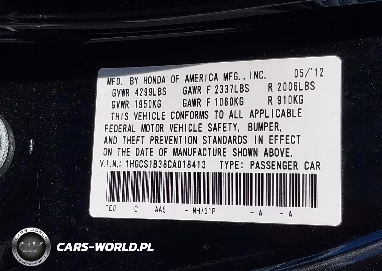 2012 Honda Accord 2.4 Lx-S VIN:1HGCS1B38CA018413 - 9