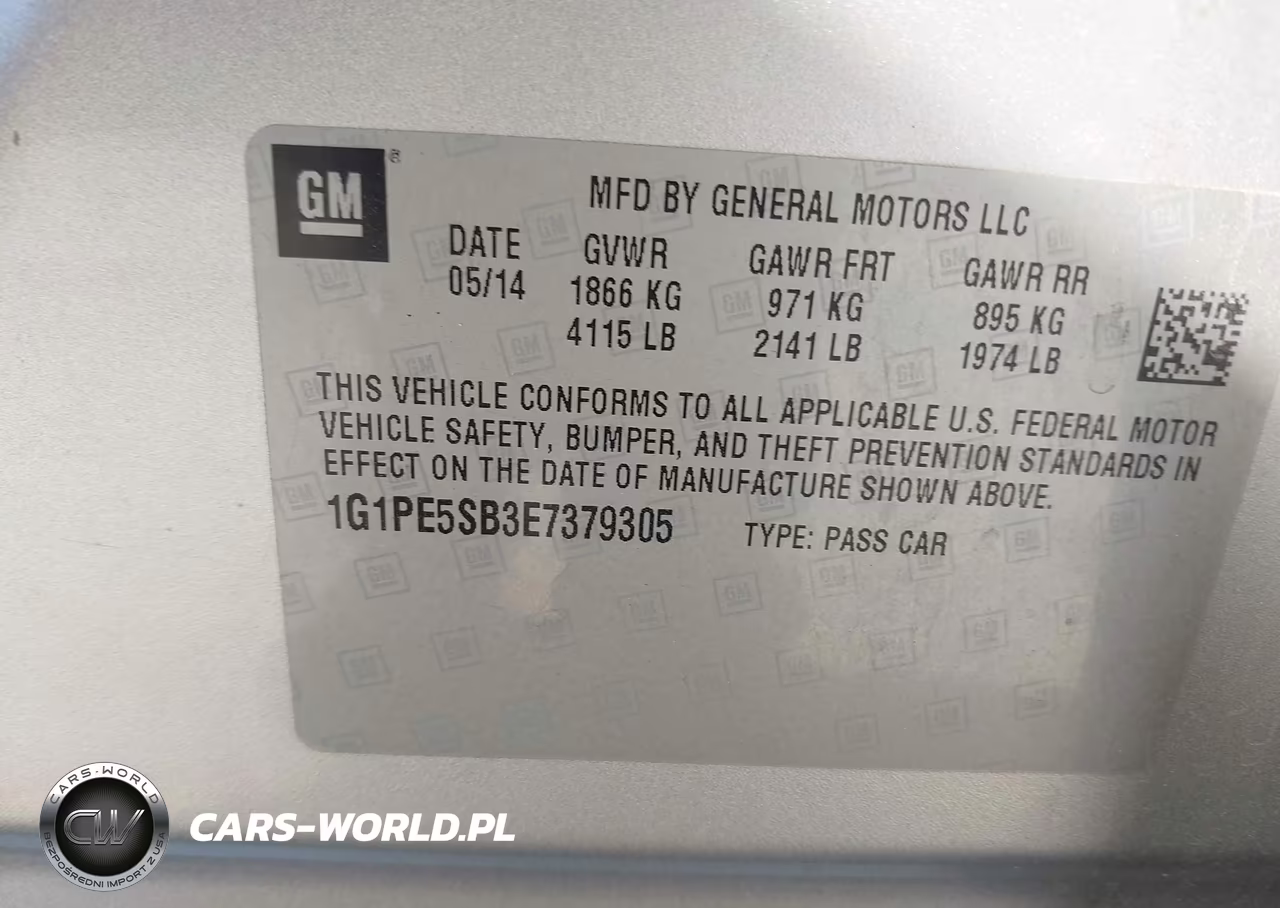 2014 Chevrolet Cruze 2Lt Auto VIN:1G1PE5SB3E7379305 - 9