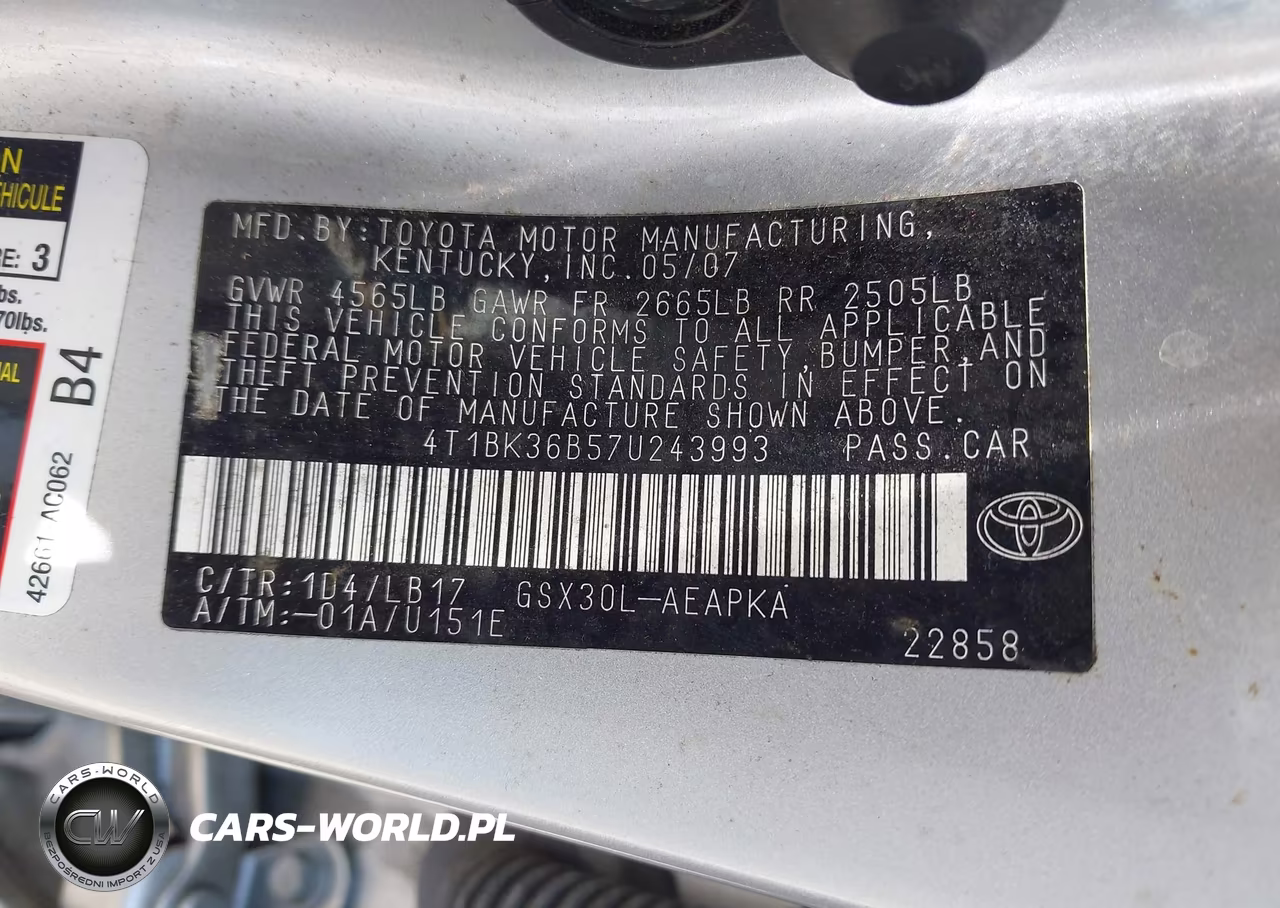 2007 Toyota Avalon Limited VIN:4T1BK36B57U243993 - 9