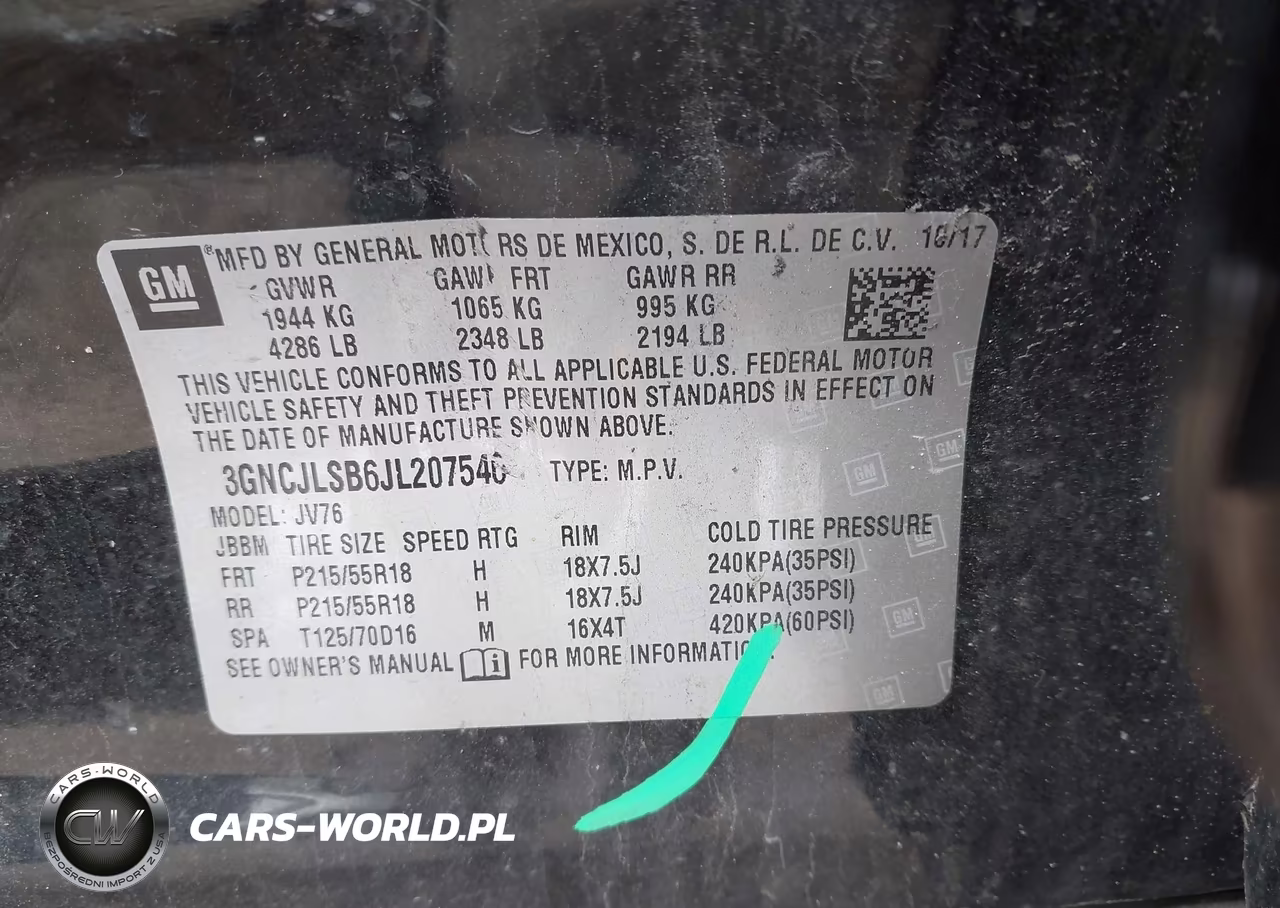 2018 Chevrolet Trax Lt VIN:3GNCJLSB6JL207546 - 9