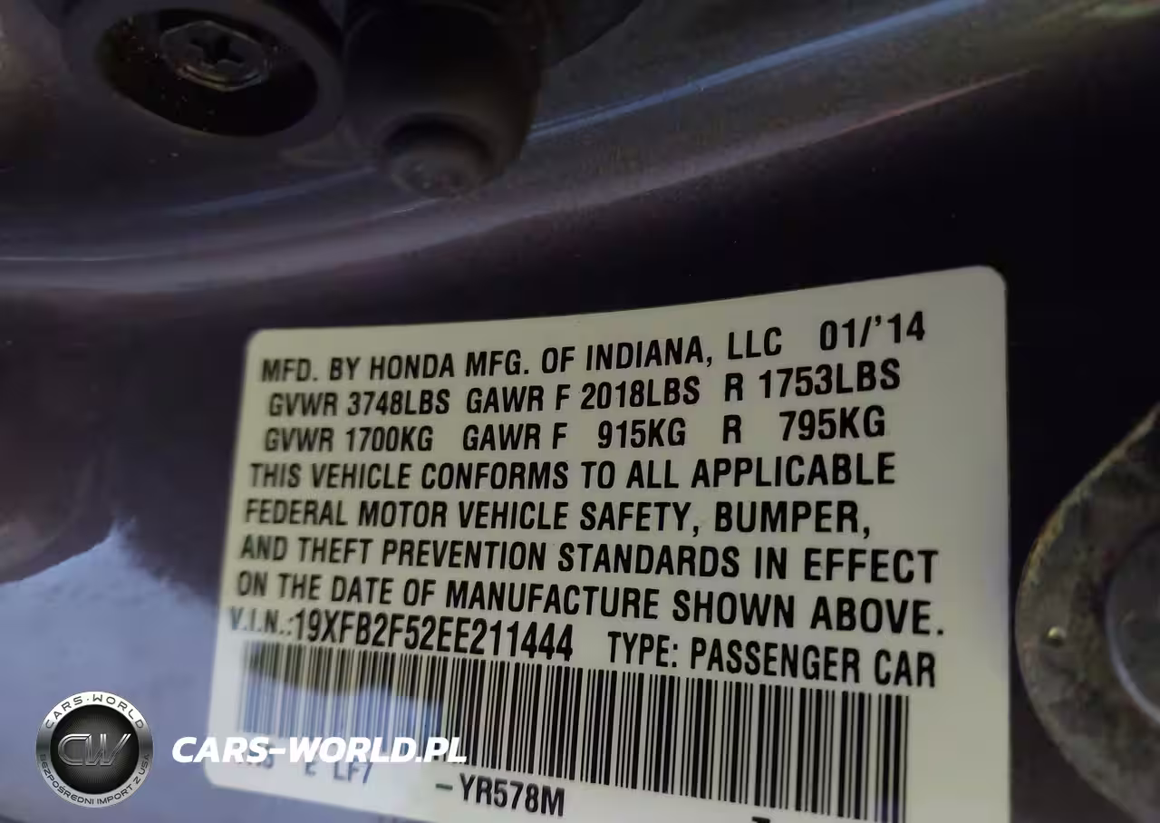 2014 Honda Civic Lx VIN:19XFB2F52EE211444 - 9