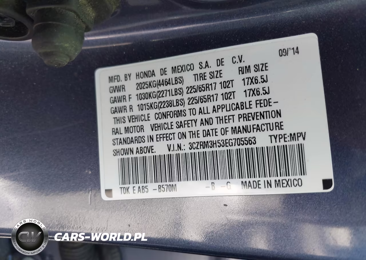 2014 Honda Cr-V Ex VIN:3CZRM3H53EG705563 - 9