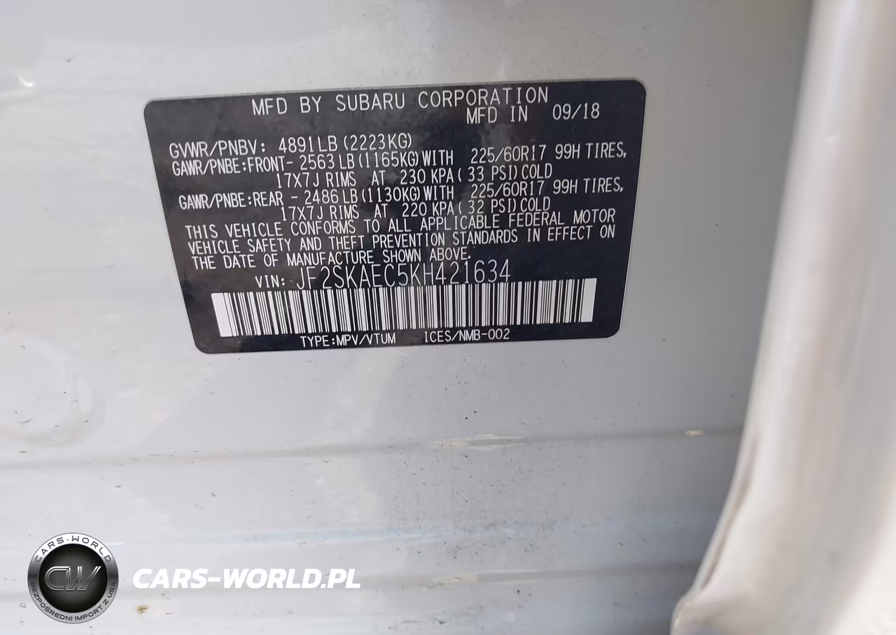 2019 Subaru Forester Premium VIN:JF2SKAEC5KH421634 - 9