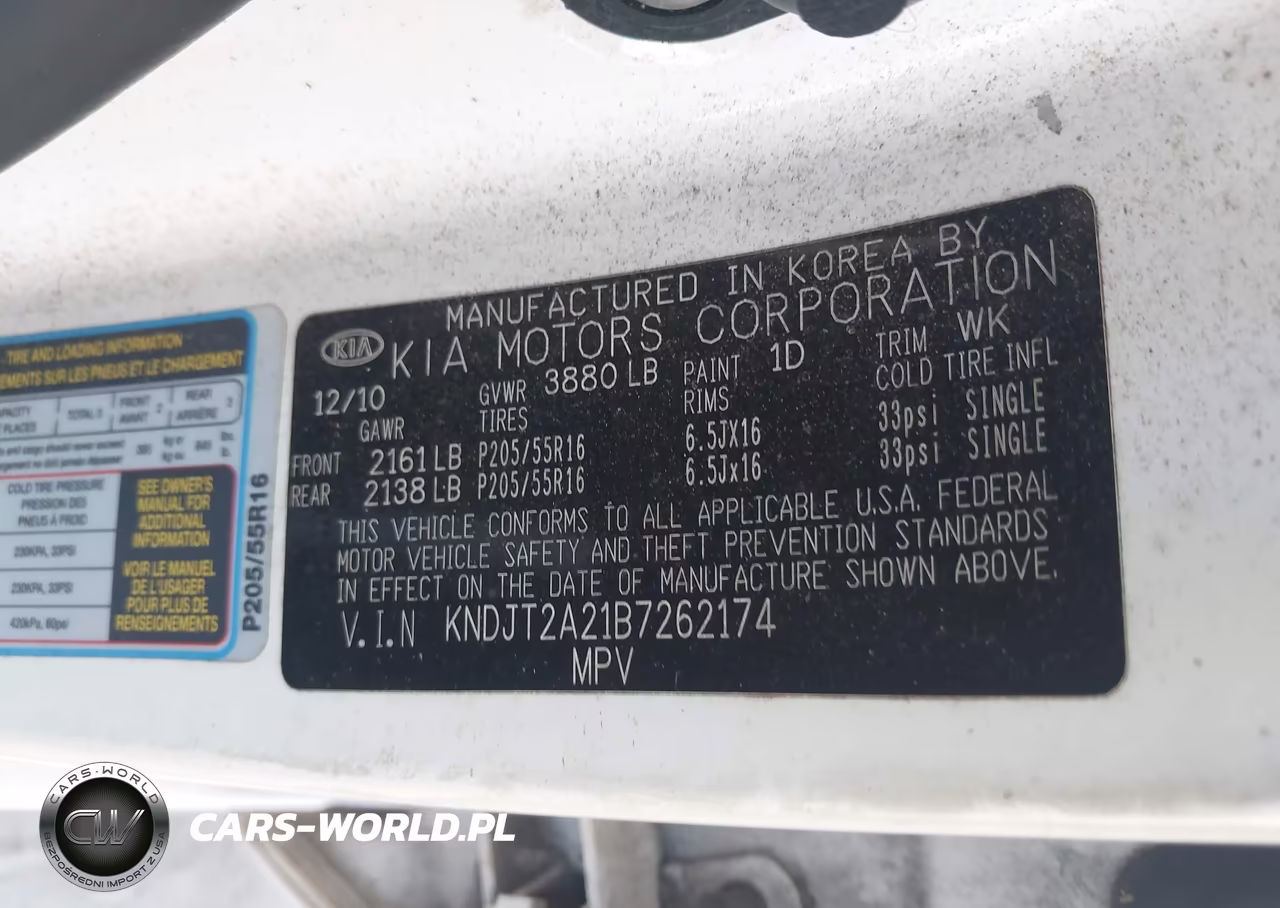 2011 Kia Soul + VIN:KNDJT2A21B7262174 - 9