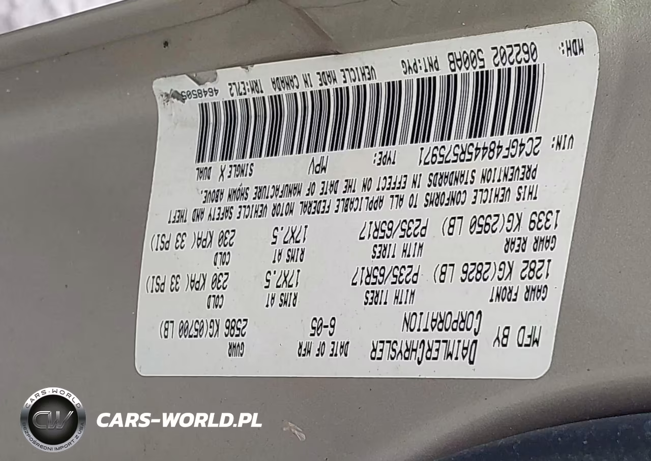 2005 Chrysler Pacifica VIN:2C4GF48445R575971 - 9