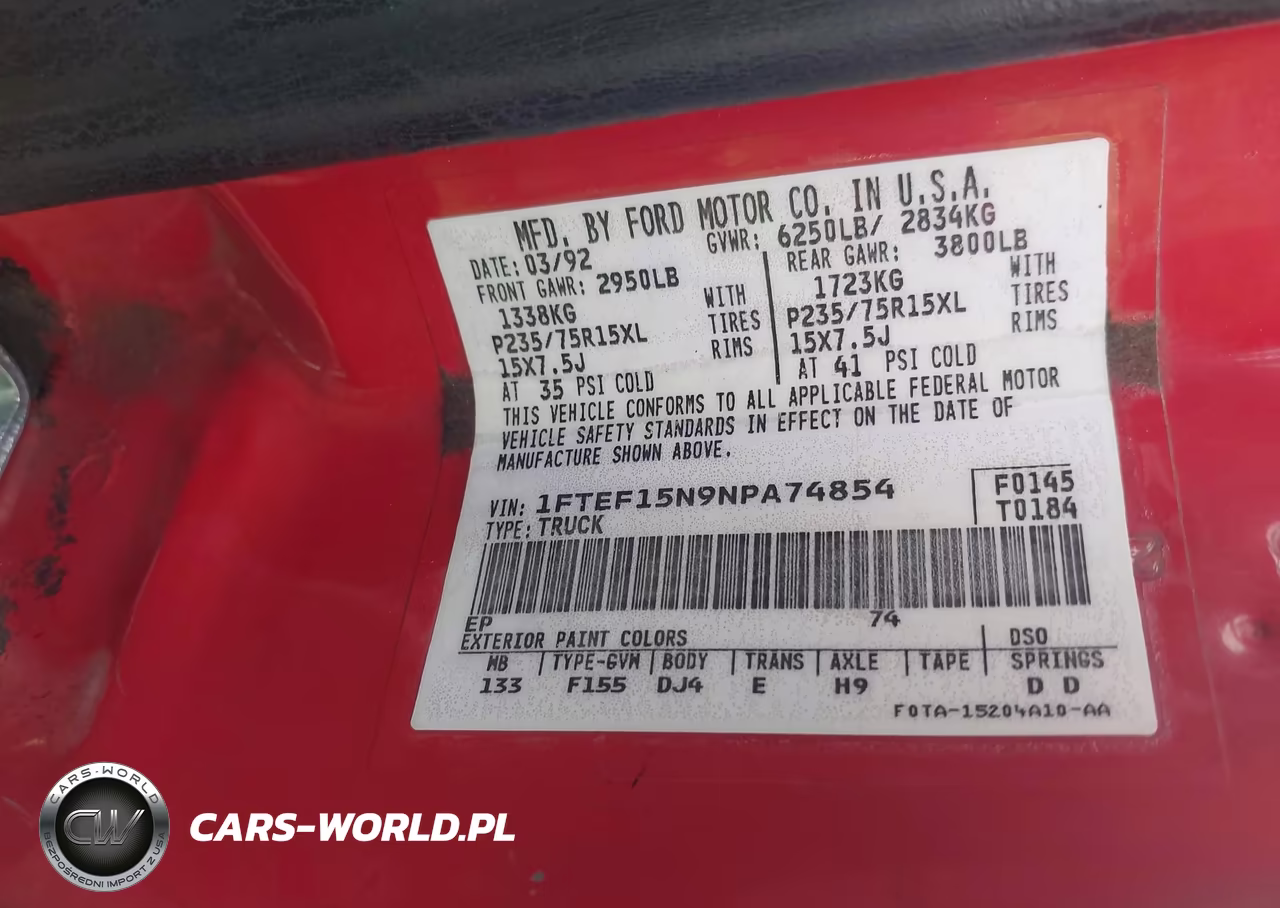 1992 Ford F150 VIN:1FTEF15N9NPA74854 - 9