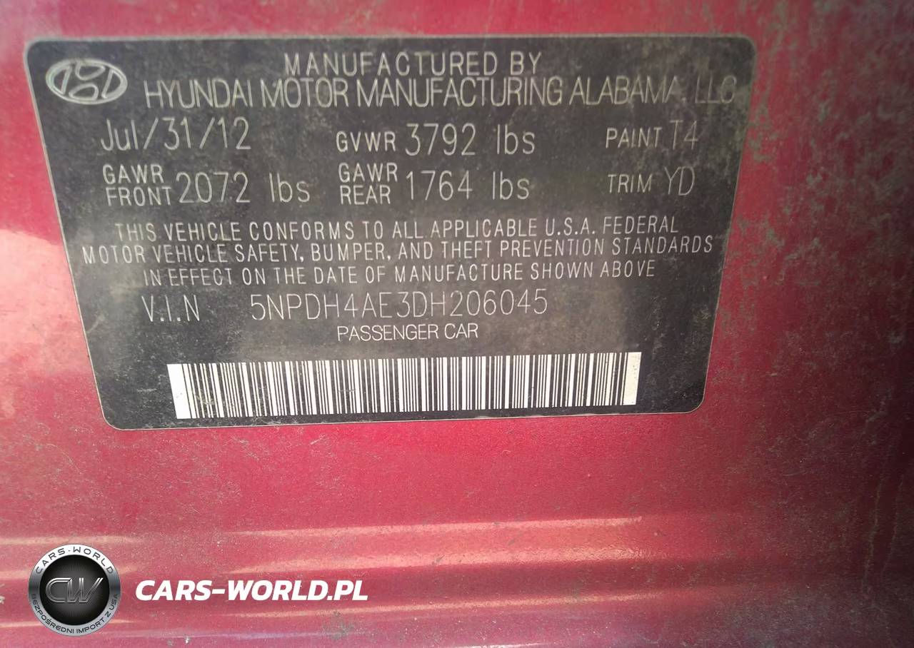 2013 Hyundai Elantra Gls VIN:5NPDH4AE3DH206045 - 9