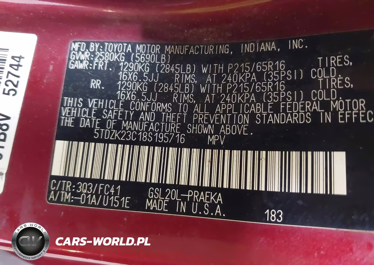 2008 Toyota Sienna Le VIN:5TDZK23C18S195716 - 9