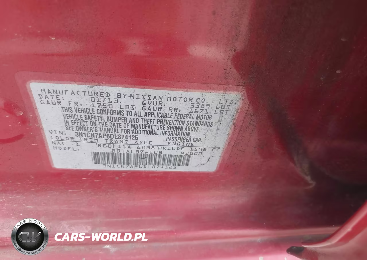 2013 Nissan Versa 1.6 Sv VIN:3N1CN7AP6DL874125 - 9