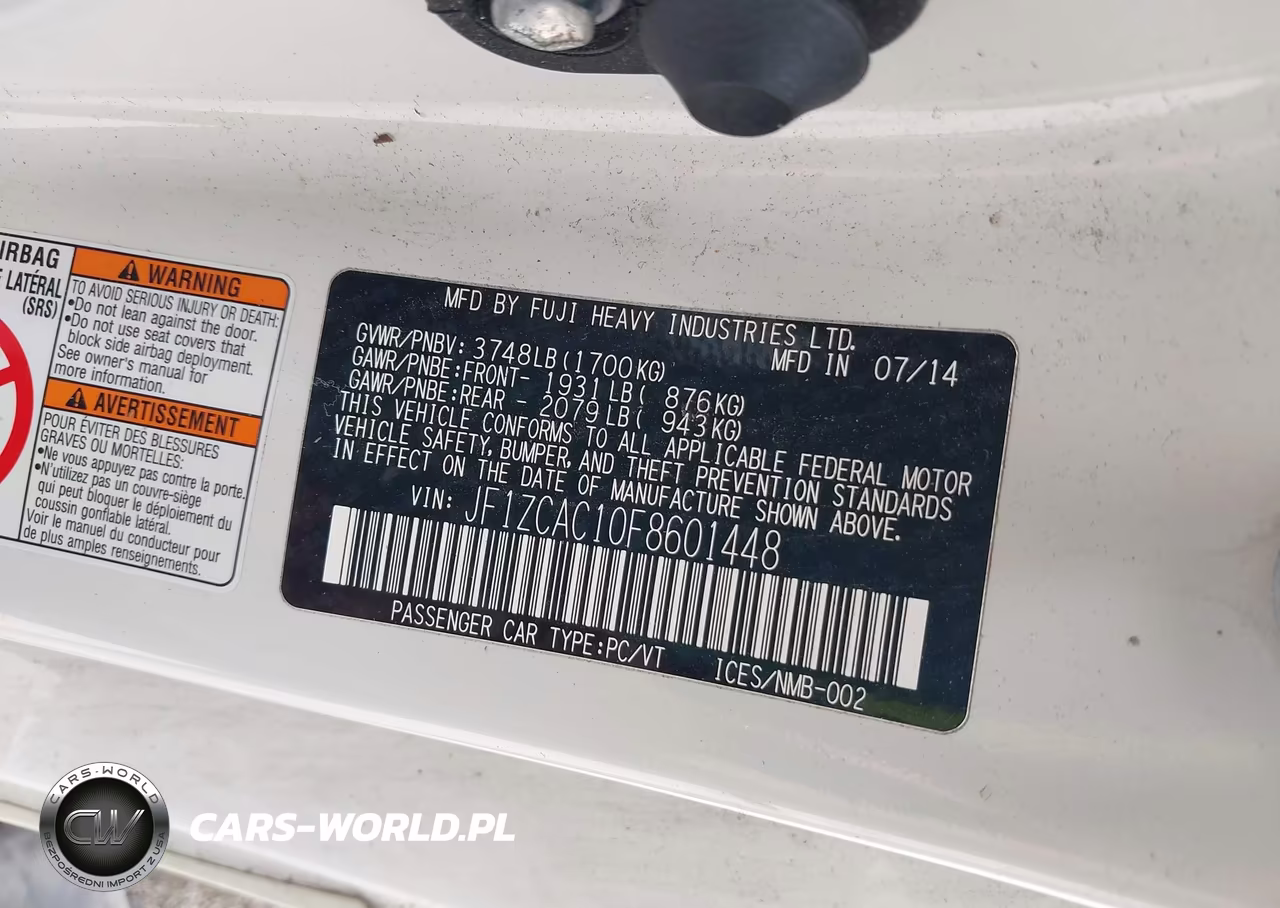 2015 Subaru Brz Limited VIN:JF1ZCAC10F8601448 - 9