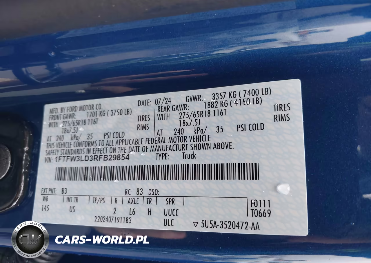 2024 Ford F-150 Xlt VIN:1FTFW3LD3RFB29854 - 5